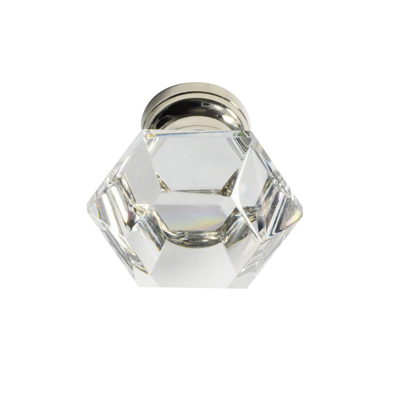 Poignée géométrique 1 1/4 po Elegance, Transparent / nickel poli