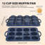 Ensemble de moules à muffins en silicone 2 pièces avec cadre en métal, plateau de cuisson régulier de 12 tasses et 24 tasses avec poignées pour four