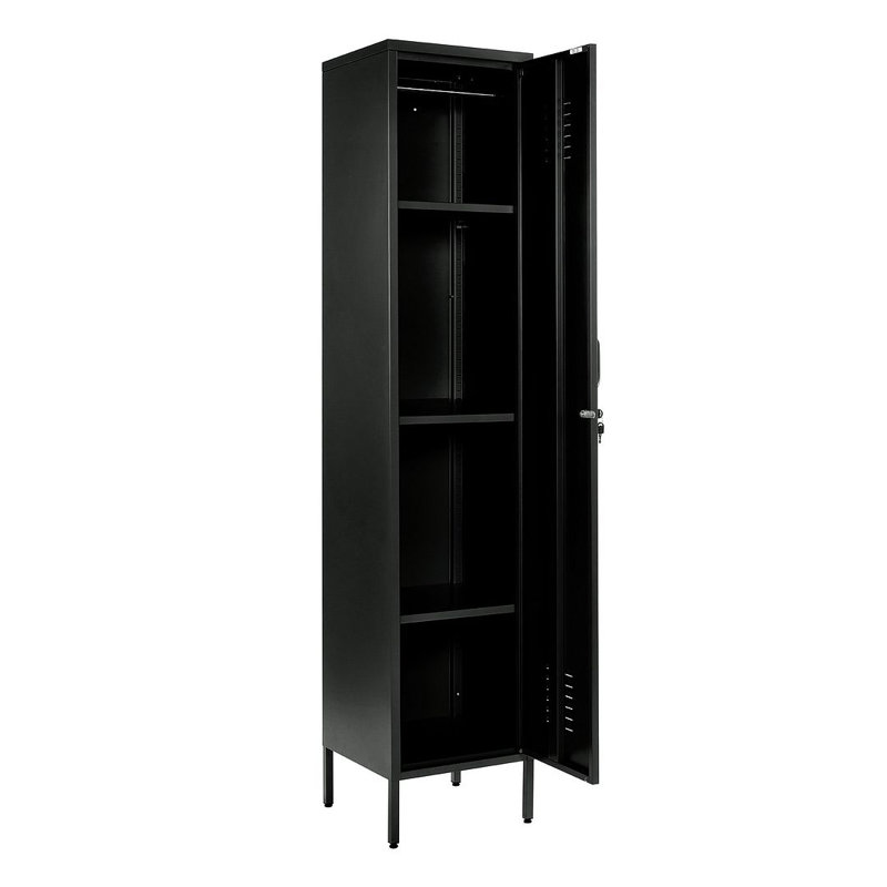 Farranshane Metal Locker Industrial Retro Tall Slim Storage Shoe Chest Rack, Black