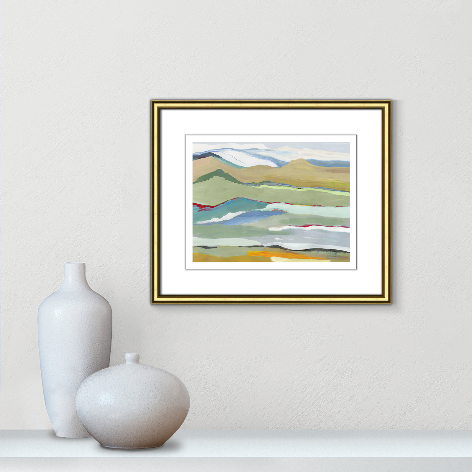 Dee "Goodbye Summer on the Hills" Painting, 17.25" H x 20.25" W x 0.88" D, Gold Framed