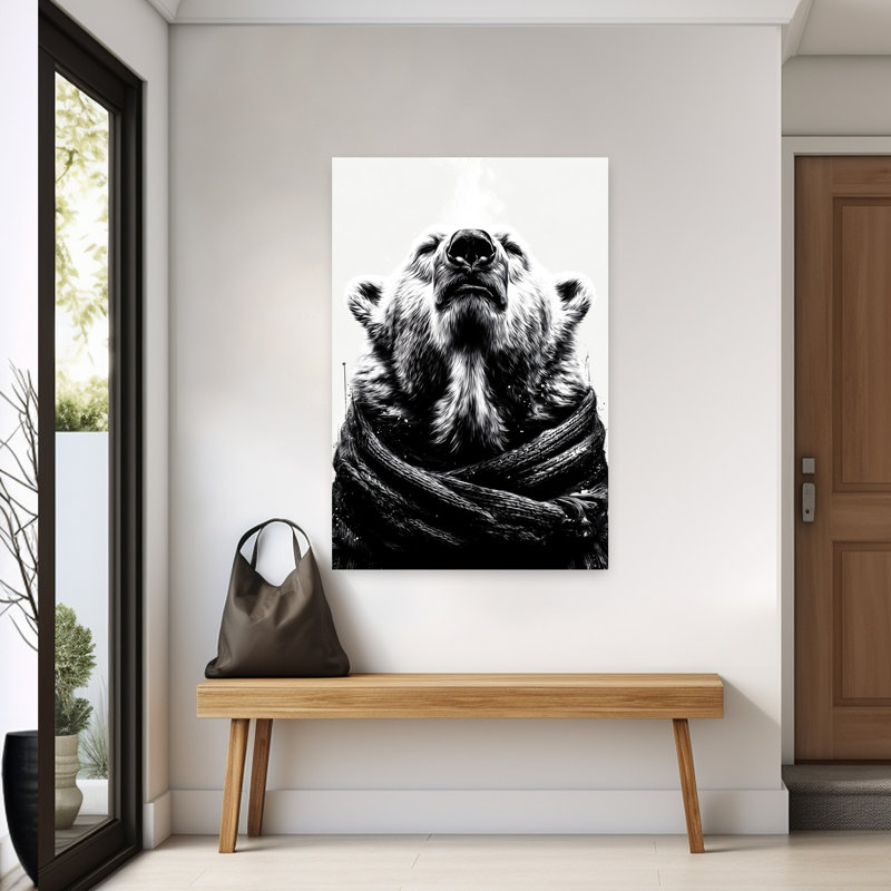 Ours polaire serein, art contemporain, H 60 po x l 40 po