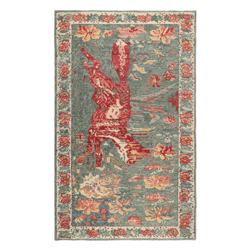 Burano Hand Knotted Wool Animal Print Area Rug, Rectangle 10' x 14'