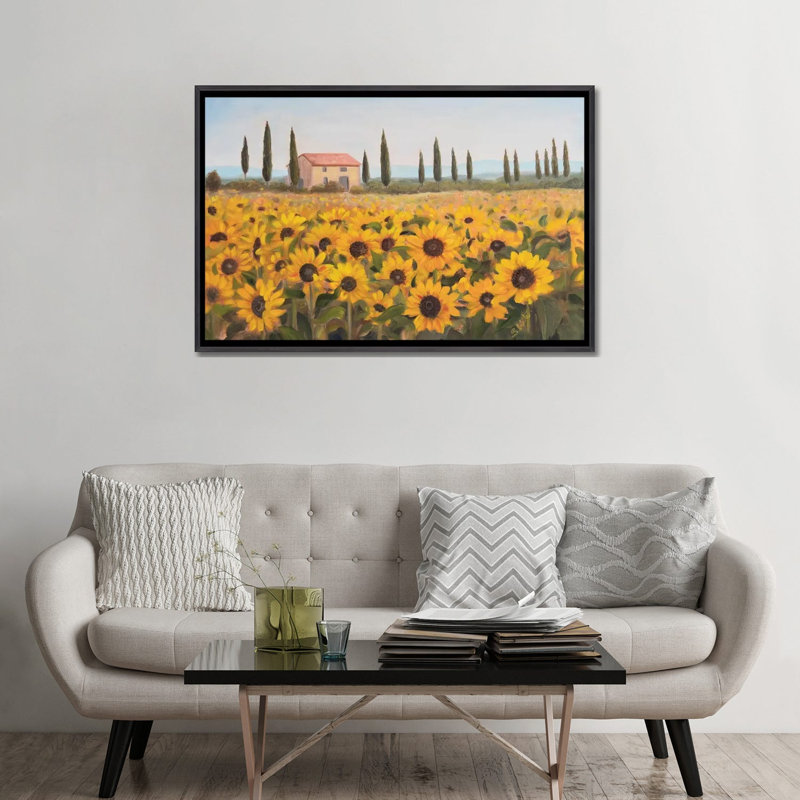 Reproduction d’art, "Tuscan Memories I" par Sandra Iafrate, Toile avec cadre noir patiné, Pas de tapis