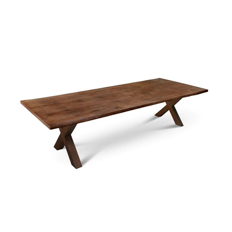 Alvardo Solid Wood Dining Table, 75cm H x 320cm L x 100cm W, Brown Wood, Grey