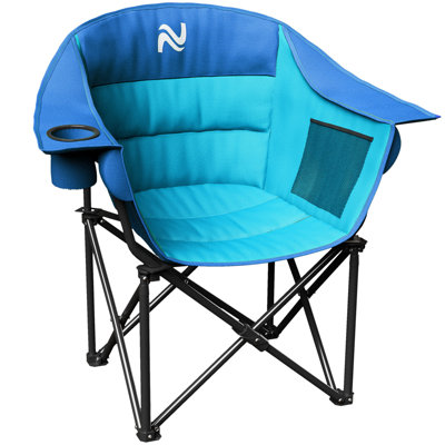 Oversized Padded Folding Camping Chair With Armrests - Heavy Duty Moon Chair For Outdoor/Indoor