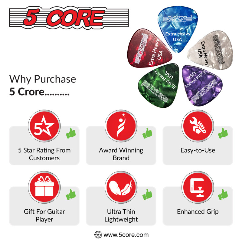 5Core Guitar Picks, Rouge