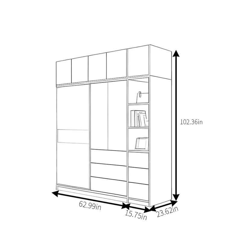 Garde-robe moderne et simple, H 102,36 po x l 78,74 po x P 23,62 po