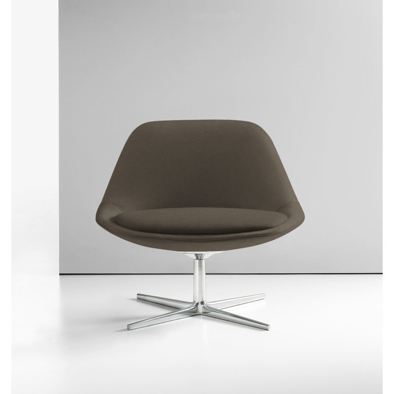 Chiara Lounge Chair, Polished Aluminum, Vella Peppercorn