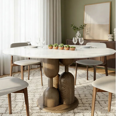 Table de salle à manger 47 po / 53 po / 59 po en pierre frittée