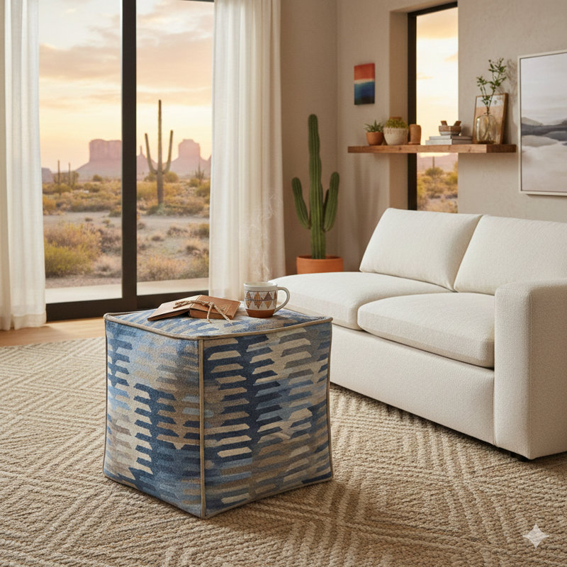 Navajo Navy Square Pouf