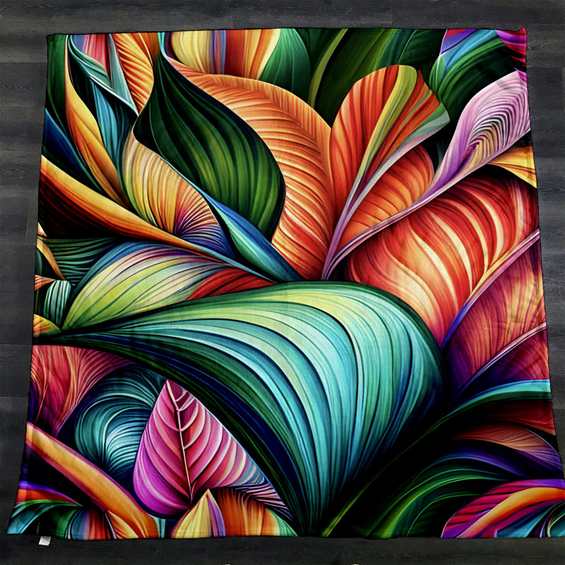 Jeté Ridgley, L 51 po x L 60 po, Floral / abstrait, Vert/Orange/Rose