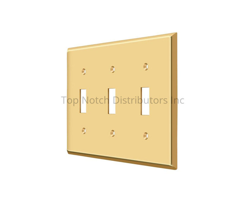 Plaque d'interrupteur E9E92A6C4A7040998C00BFF2717EE24A, standard triple en laiton poli PVD, Laiton poli