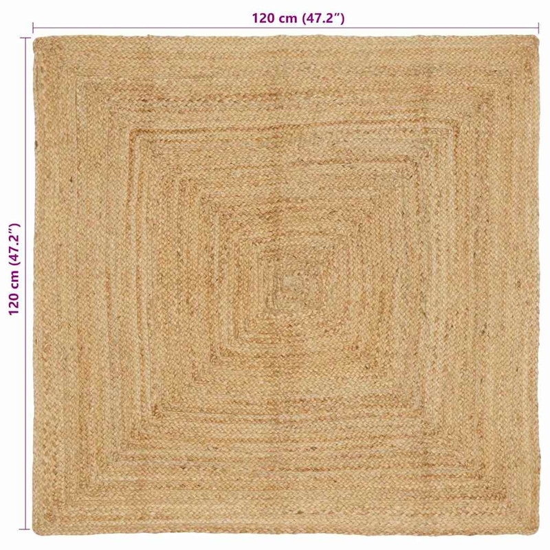 Rectangle Linen Hand Hooked Area Rug, Square 120 cm