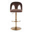 Tabouret de bar réglable en métal doré et velours espresso avec repose-pieds arrondi en T - ensemble de 2-130035256