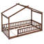 Structure de lit simple en bois avec clôture, couleur noyer pour la clôture de la maison de beauté dans une chambre exquise-105350616-105350623