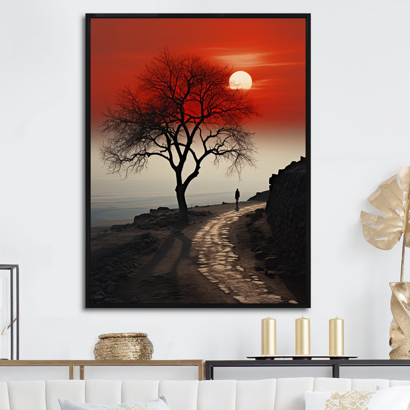 " Tree Lined Dreams ", 32" H x 16" W x 1" D, Black Floater Framed