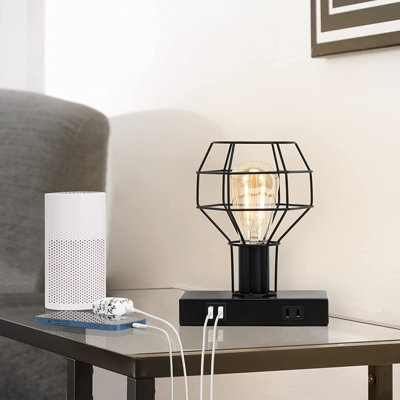 Lampe de bureau en métal avec prise USB