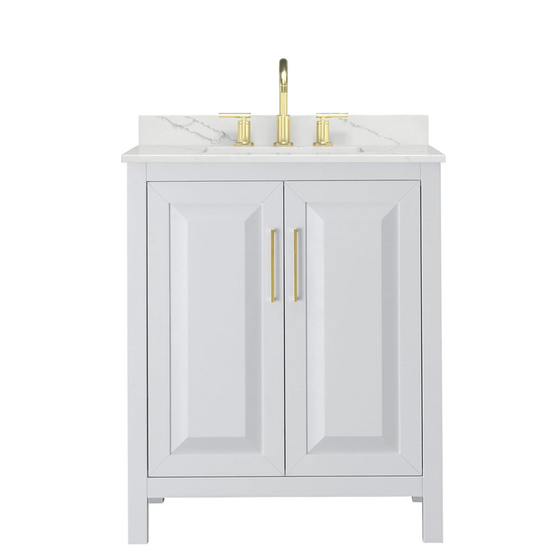 Daria 30'' W Vanity, White, Brushed Gold, Giotto Quartz