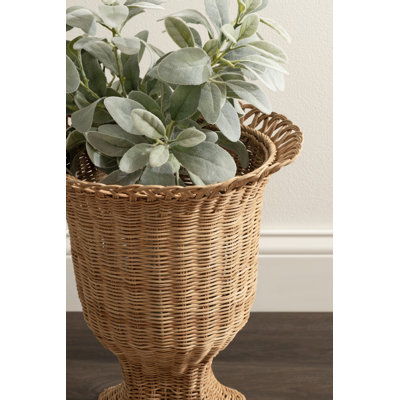 Ascona Modern Tabletop Round Rattan Planter Pot Basket