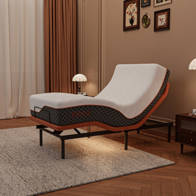 Base de lit réglable avec matelas hybride de 12 po, soutien lombaire, oreiller de tête, contrôle intelligent de l'application, télécommande sans fil, massage, lumières sous le lit, ports USB et de type C, positions de mémoire