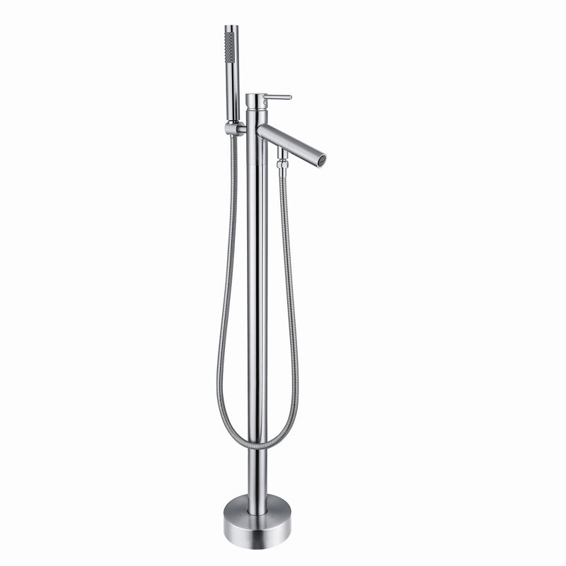 Robinet de baignoire autoportant à poignée simple avec douchette à main Topcraft, Chrome chrome