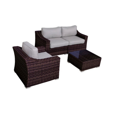 Fully Assembled Outdoor Conversation For 3 - 4 Piece Patio Group With Cushion Covers, Rustproof Aluminum, Person Seating Cushions, Weather- Design, Removable Covers