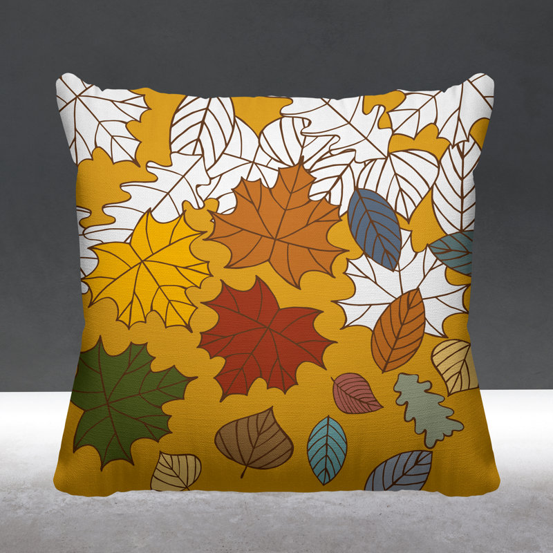 Coussin intérieur / extérieur Collin Maple Leaf, 19 po x 19 po, Jaune, Carré