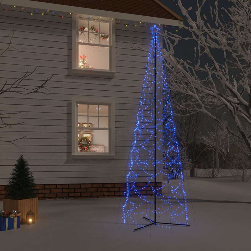 Artificial Christmas Cone Christmas Tree with LED, 118,1 po x 39,4 po, Bleu