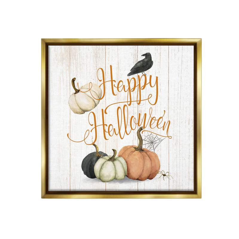 «Rustic Happy Halloween» par Deane Beesley sur, H 18 po x l 18 po, Cadre flottant métallique doré