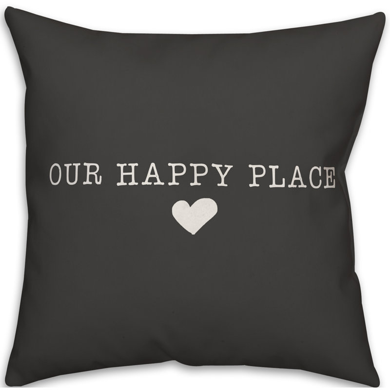 Textual Outdoor Throw Pillow, 16" H x 16" W, Black/White