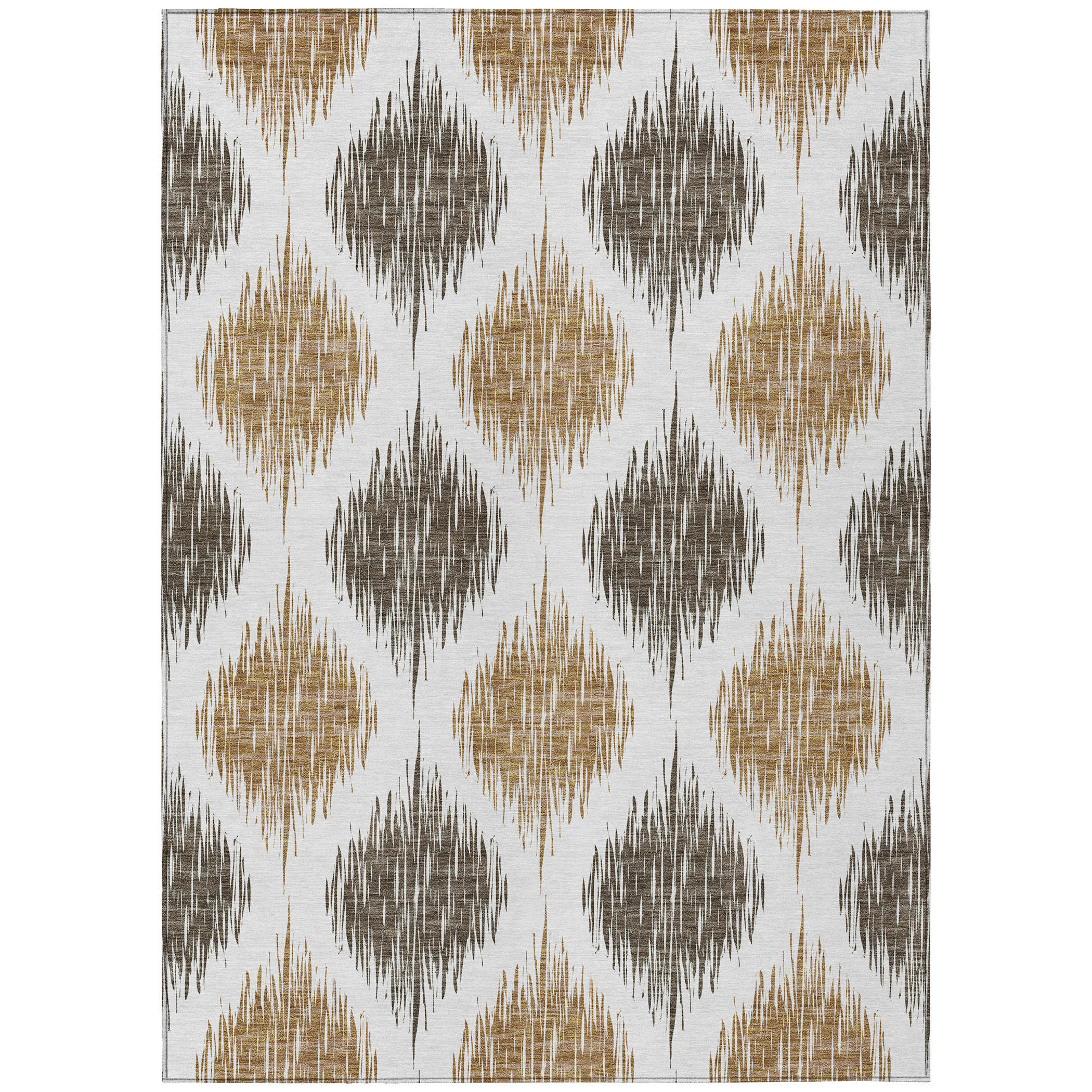 HomeRoots 10' X 14' Ivory Ikat Washable Indoor Outdoor Area Rug | Wayfair
