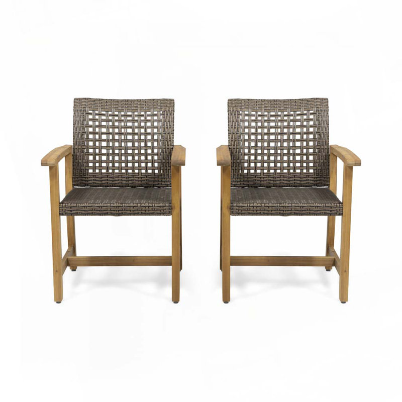 Fauteuils club d'extérieur en bois d'acacia, Brun