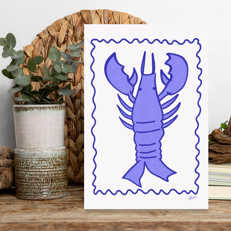 Blue Lobster Contemporary Lobster Nature Ocean Wall Art Print by Athene Fritsch - Wrapped Canvas Print, 45.72cm H x 30.48cm W