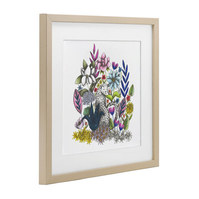«Leopard in Midst of Flowers», reproduction encadrée sous verre, conception de Cecilia Battaini