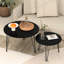 Ensemble de 2 tables basses gigognes rondes de 27,56 po, plateau en marbre et base en métal robuste pour le salon et la chambre à coucher-500714939