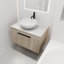 Meuble-lavabo contemporain de 30 po avec lavabo en céramique. Conception murale en chêne blanc. Porte à fermeture en douceur pour un fonctionnement silencieux. Rangement suffisant. Meuble-lavabo en contreplaqué. Bassin d'art de 19,28 po de largeur. Regardez. Ample