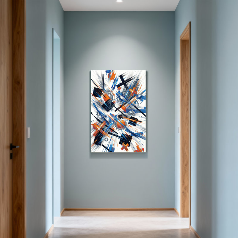 Abstract Dynamic Abstract Geometric Technology Pattern Design, 48" H x 32" W
