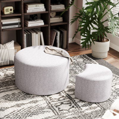 Beige Dyed Fabric Nesting Table - Side & Footrest For Office Bedroom Living Room
