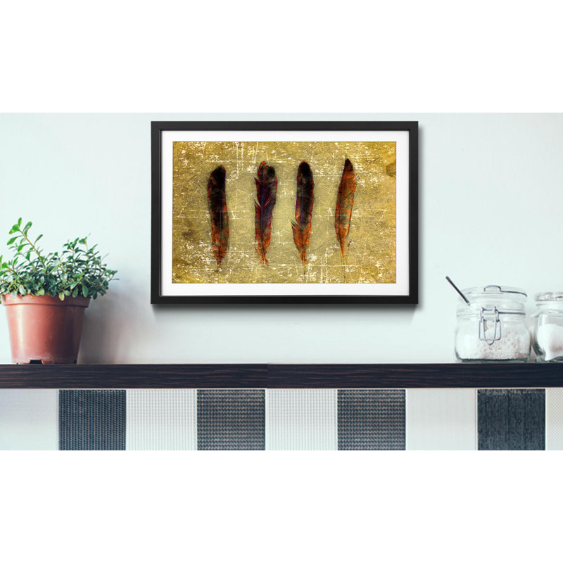 Four Feathers - Single Picture Frame Print, 40cm H x 60cm W