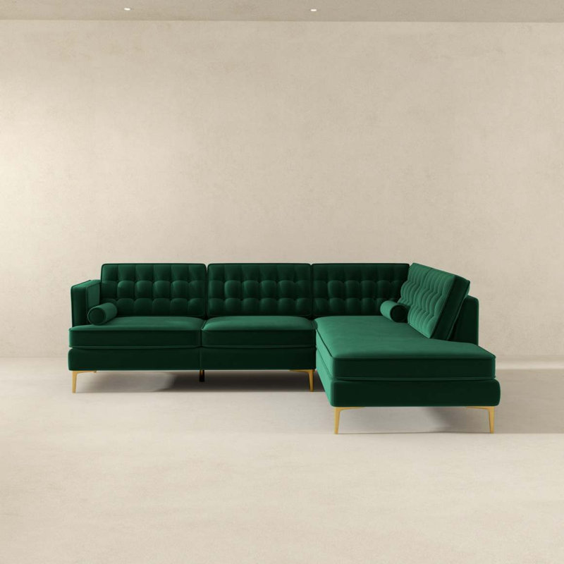 Canapé modulaire, Orienté à droite, Velours vert