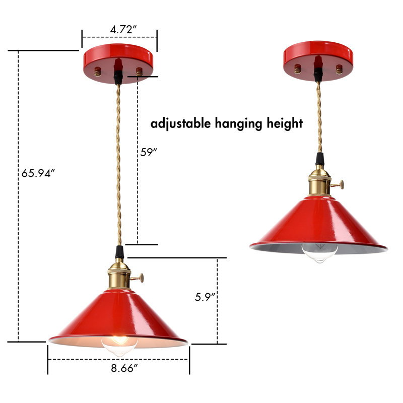 Mini luminaire suspendu moderne avec interrupteur Nordic Modern, Rouge