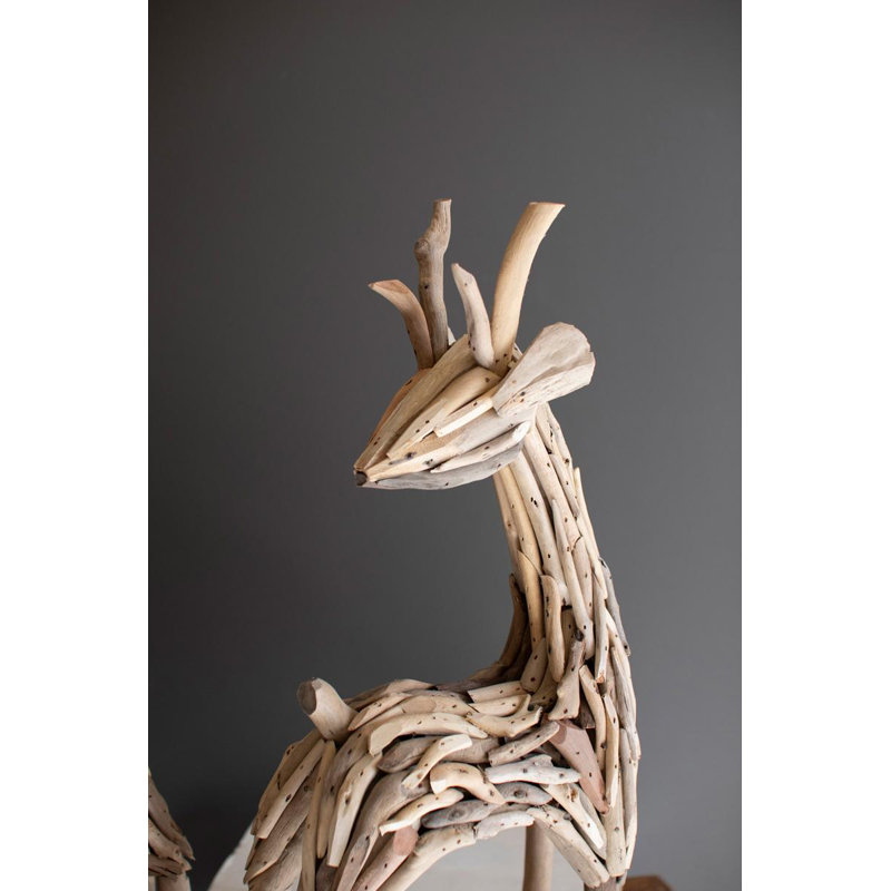  Ensemble de figurines renne en bois style bois flotté pour décor rustique H 18,5 po, ensemble de 2
