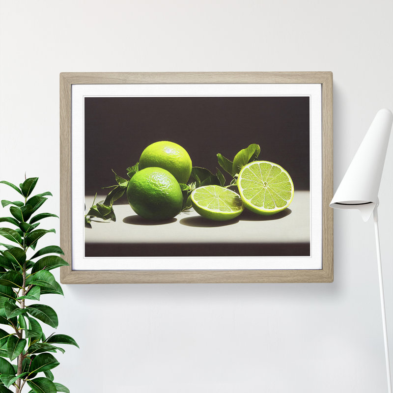 Sliced Lime Fruit - Framed Print, 46cm H x 64cm W x 2cm D, Oak