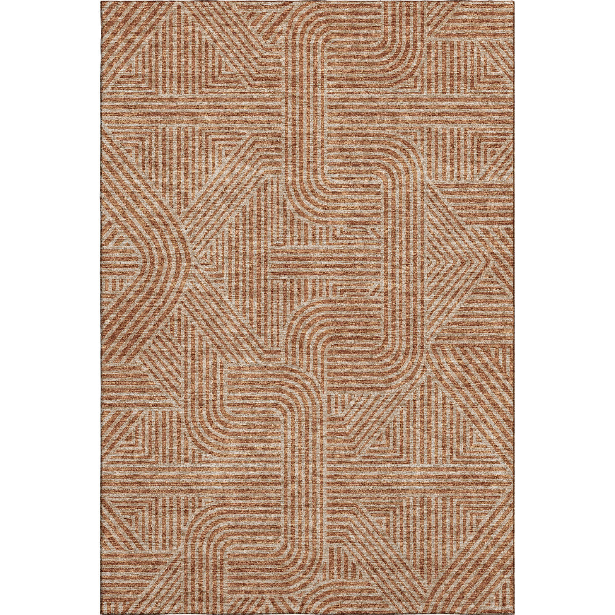 Bungalow Rose Premium Machine Washable Prisco Terracotta Rug | Wayfair