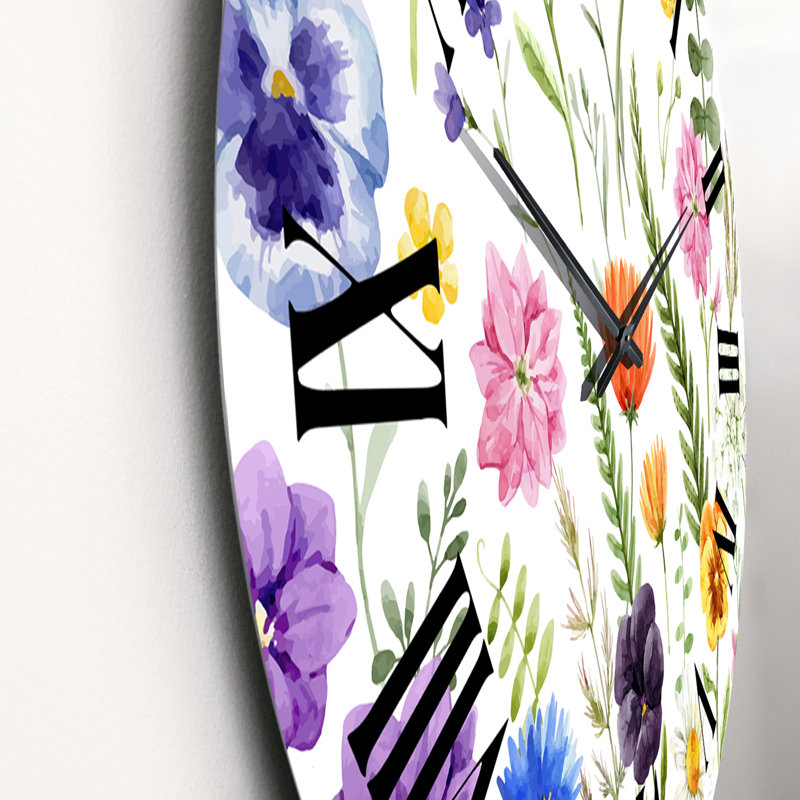 Motif floral Wildflowers I - Horloge murale traditionnelle, Grand