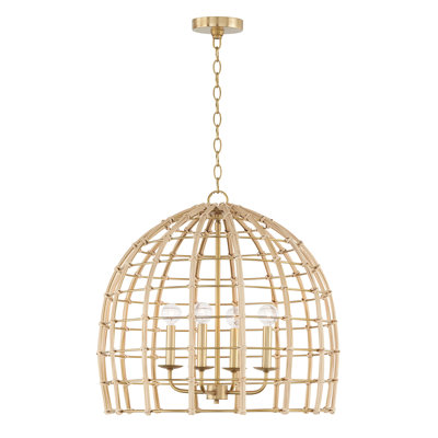 Almita 4 Light Rattan Dimmable Pendant