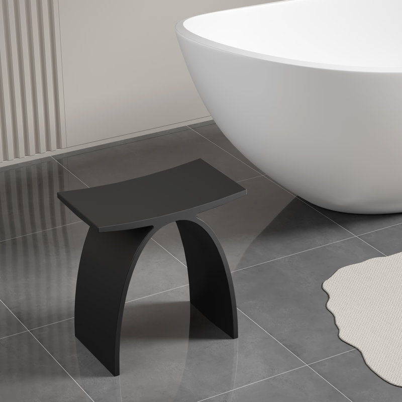 Tabouret de salle de bain autoportant à surface solide de 16,5 po KAKUSIGA