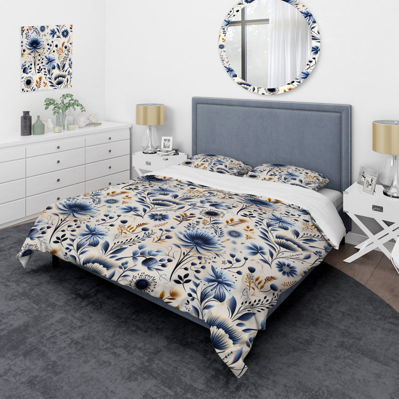 Ensemble de housse de couette Moroccan Influence Floral Botanics Alisan, Housse de couette simple + 1 taie décorative stan
