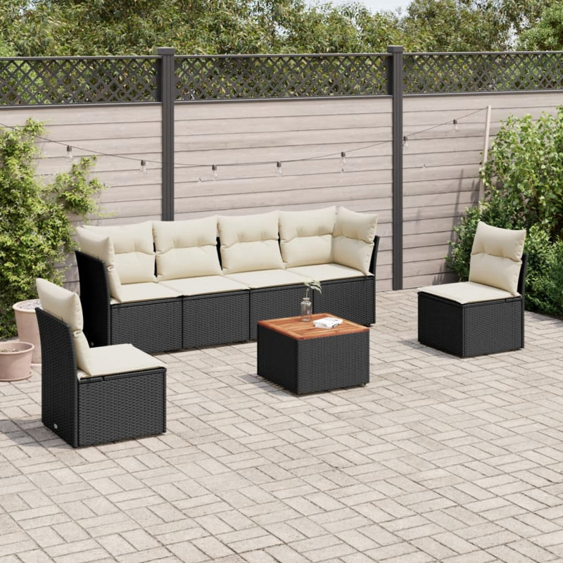 Ensemble de canapé de jardin Vidaxl noir et blanc crème