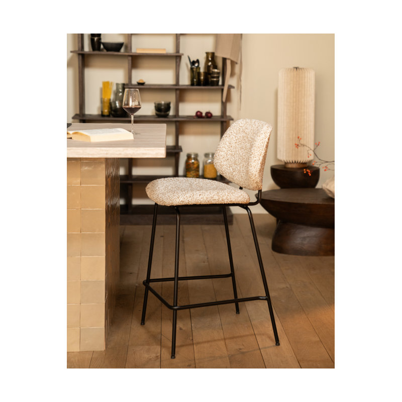 Upholstered Counter Stool with Metal Frame